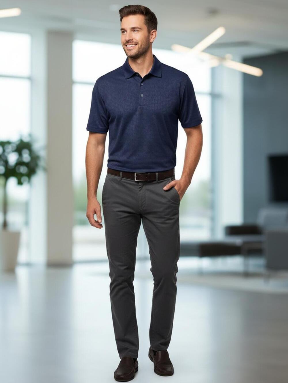 North End Men's Navy Blue Polo Shirt with Moisture Wicking